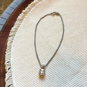 Silver Necklace CZ and Gold Accents